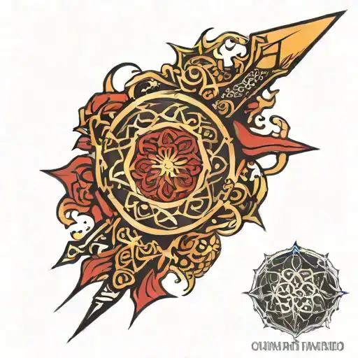 ISLAMIC Red Spear tattoo design idea