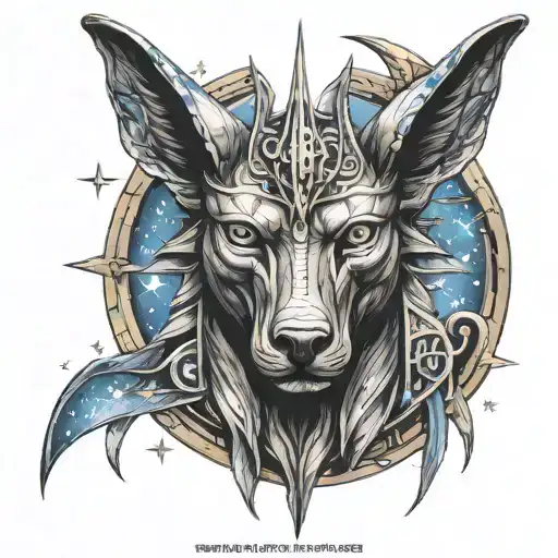 anubis god symbol stars forming tattoo design idea