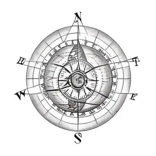 A traditional-style tattoo of a globe with a compass rose, symbolizing the client's love for travel and exploration tattoo design idea