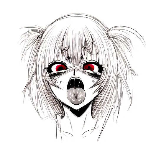 ahegao face tattoo design idea
