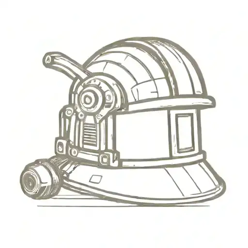 Mining helmet with hammer and iron tattoo design idea