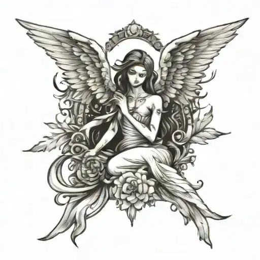 seraphim angel tattoo design idea