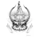condor y mascara de diablo huma y con el cotopaxi  tattoo design idea