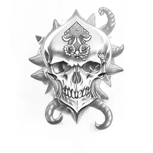 ankor vs seaman with skulls & flowers on arms tattoo design idea