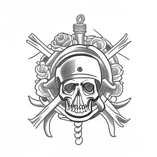 seaman at anchor with skulls & flowers on arms tattoo design idea