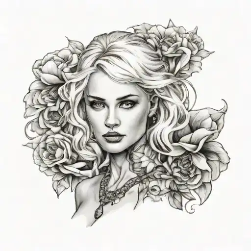 white blonde slim woman topless with small breast tattoo design idea