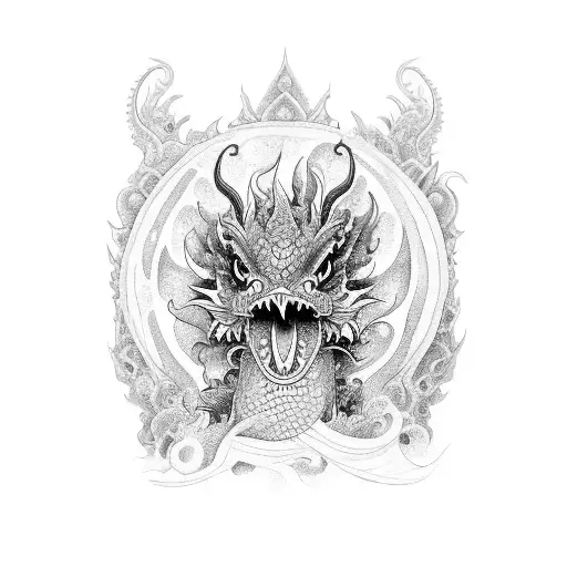 Balinese dragon oroboros tattoo design idea
