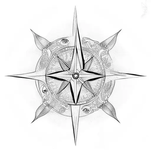 oroboros and nordic compass tattoo design idea