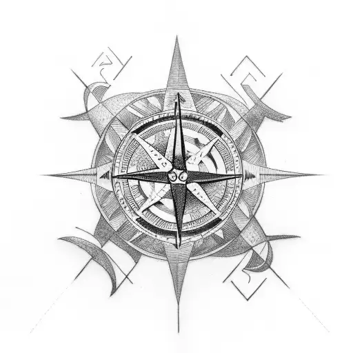 oroboros and nordic compass tattoo design idea