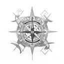 oroboros and nordic compass tattoo design idea