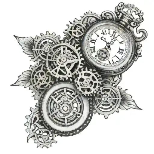 An intricate pocket watch design with gears and cogs, representing the client's love for timepieces, placed on the forearm tattoo design idea