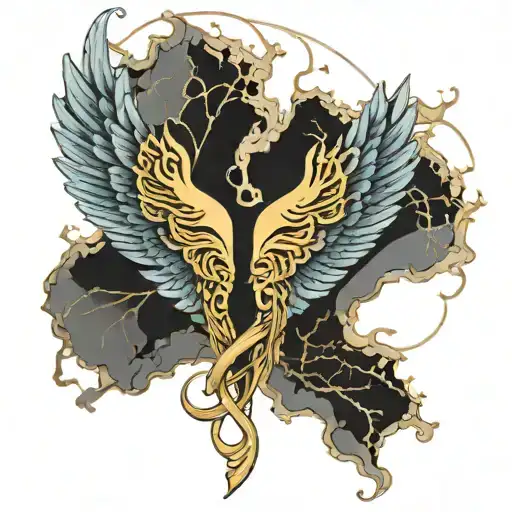 kintsugi alas de angel wings tattoo design idea