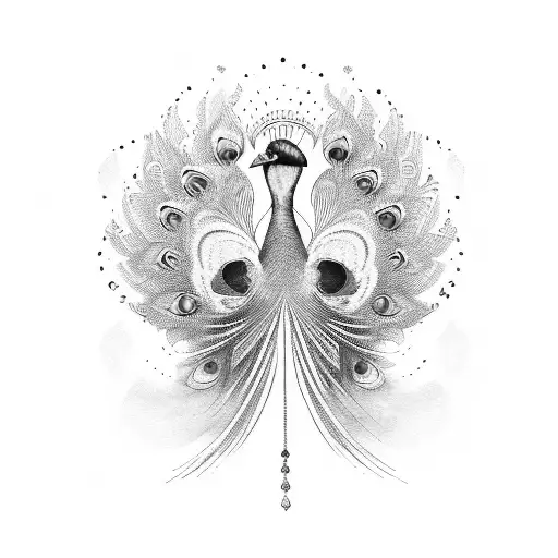 peacock with chakras tattoo design idea