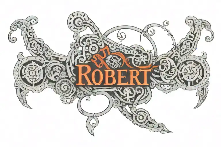 The Name "Robert" Made With Car parts forming tattoo design idea