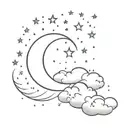 A minimalist tattoo of a night sky filled with stars and a crescent moon tattoo design idea