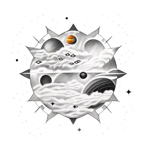 Create a tattoo design inspired by your favorite movie that incorporates elements of astronomy, such as planets and constellations. tattoo design idea