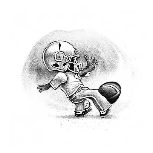 kid with a football watching a stadium tattoo design idea