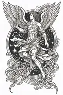 angel falling out of sky filled tattoo design idea
