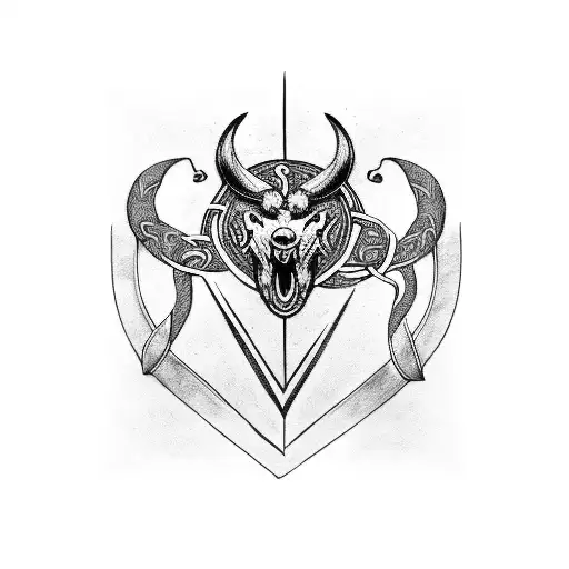Arm sleeve in black and white, Viking, Celtic, vegvisir, Anglo-Saxo Futhark runes, yggdrasil, fenrir, snake tattoo design idea
