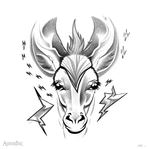 donkey with lightning bolts tattoo design idea
