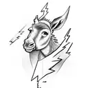 donkey with lightning bolts tattoo design idea