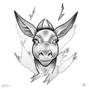donkey with lightning bolts tattoo design idea