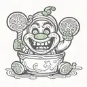 gingerbread from shrek puking with icing  tattoo design idea