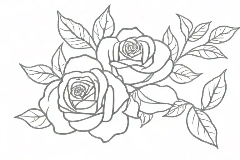 Roses and leaves tattoo design idea