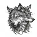 angry wolf with scar  tattoo design idea