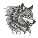 angry wolf with scar  tattoo design idea
