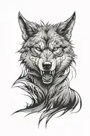 angry wolf with scars  tattoo design idea