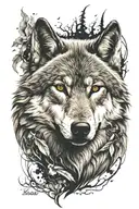 wolf face tattoo design idea
