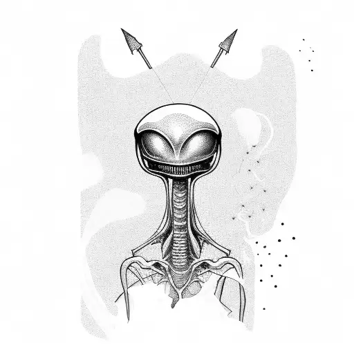 alien smoking a joint tattoo design idea
