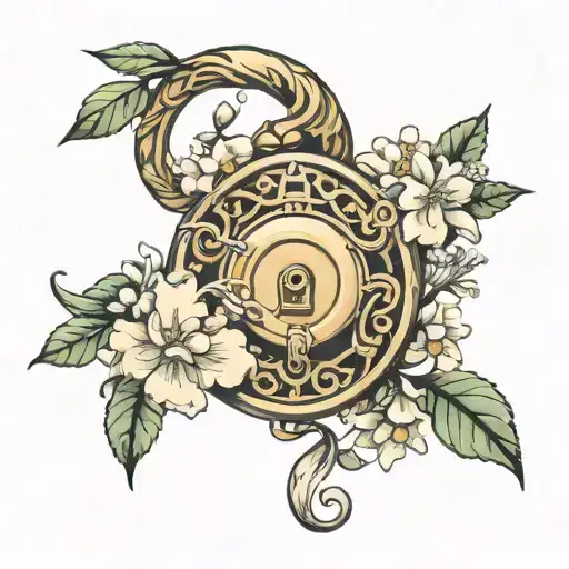 baby breath around a lock intertwined tattoo design idea