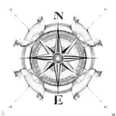 A dotwork compass with intricate map coordinates of Ecuador tattoo design idea