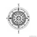 A dotwork compass with intricate map coordinates of Ecuador tattoo design idea