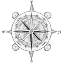 A dotwork compass with intricate map coordinates of Ecuador tattoo design idea