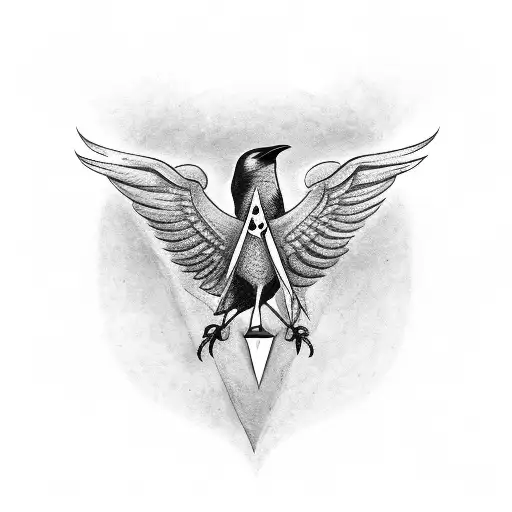 crow with a dagger pierced through his heart tattoo design idea