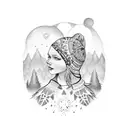 compas with summer and winter scene  tattoo design idea