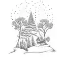 compas with summer and winter scene  tattoo design idea