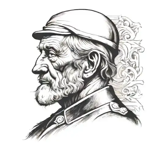 Portrait of a historical figure associated with far right politics tattoo design idea