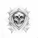 skeleton praying  tattoo design idea