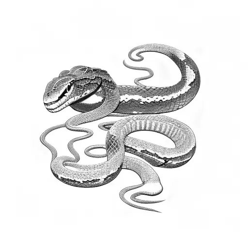 snake with flowers and sword tattoo design idea