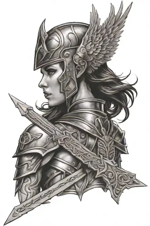 Valkyrie warrior tattoo design idea