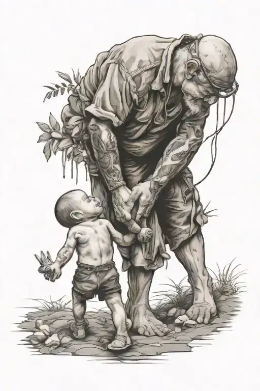 type 1 diabetic son holding hands tattoo design idea