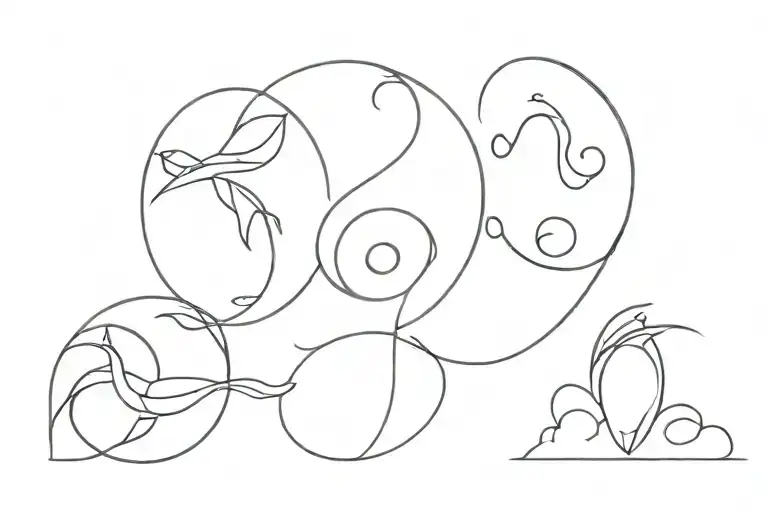 Pisces, Cancer and Aquarius zodiac sign tattoo design idea