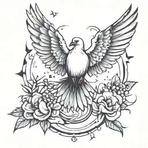 letting go of doves flying tattoo design idea