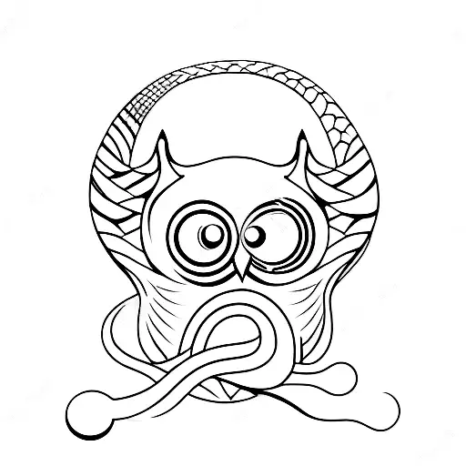 owl eyes, snake tattoo design idea