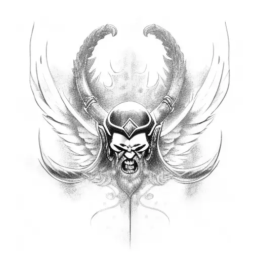 Viking Wings Devil Angel tattoo design idea