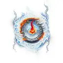 fire and water surrounding the holy spirit tattoo design idea